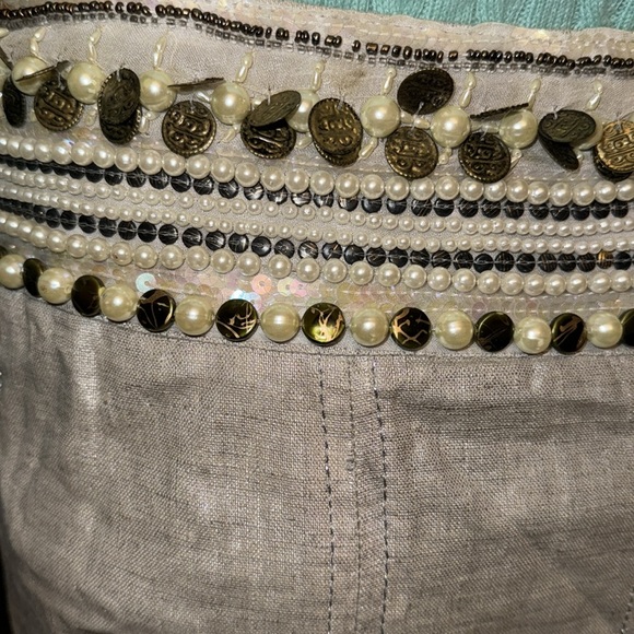 Gizia metallic linen embellished belt high low skirt EU 36 - Picture 7 of 15